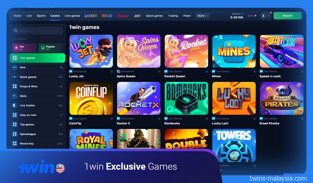 1win Casino has a number of exclusive games that you won't find anywhere else
