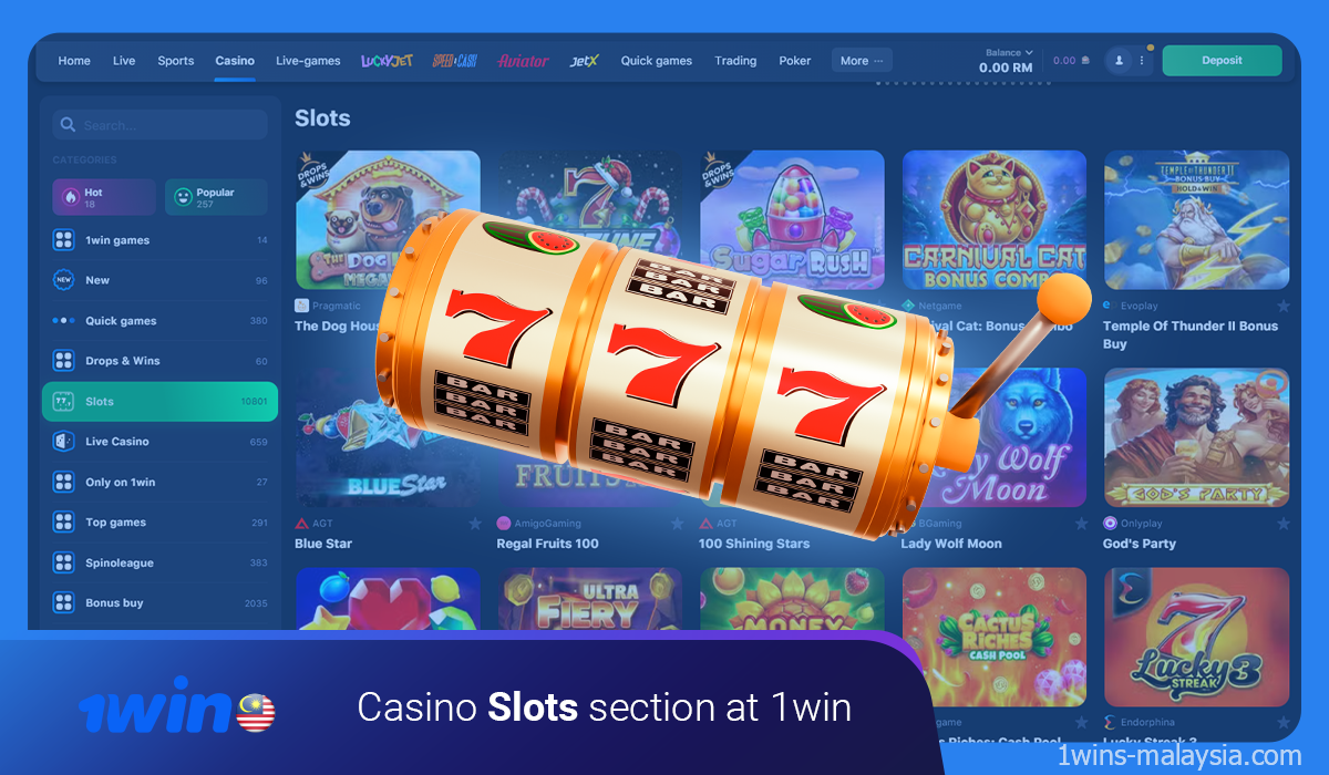 At 1win Casino you can play the Slots genre of games with different types of games classics, jackpots, etc