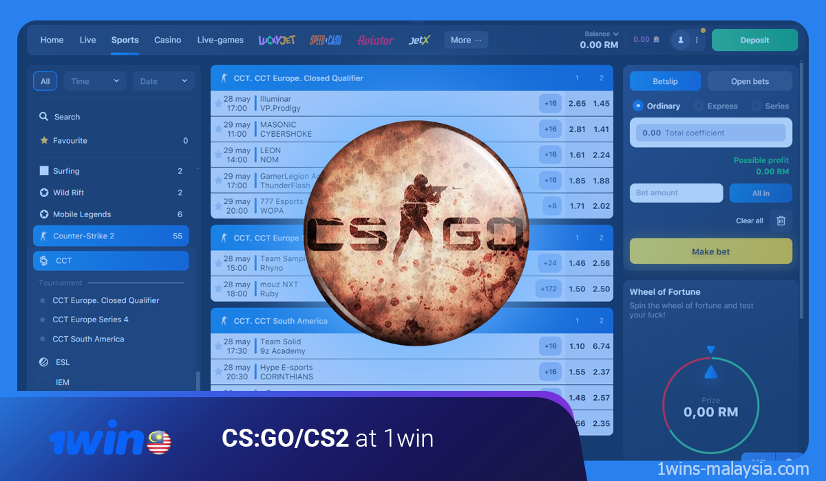 1win sportsbook has a huge selection of Counter-Strike markets to bet on