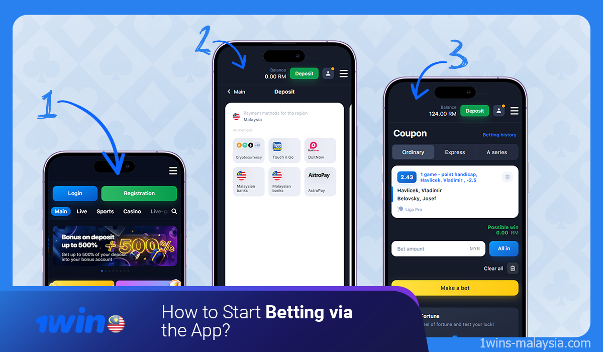 You can start betting on the 1win mobile app after you have logged in to your account and funded your account